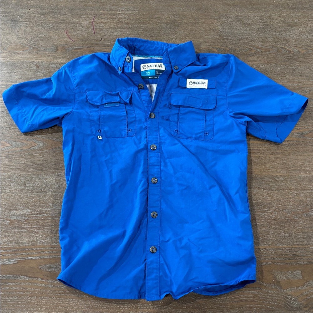 Magellan Outdoors Relaxed Fit Blue Shirt